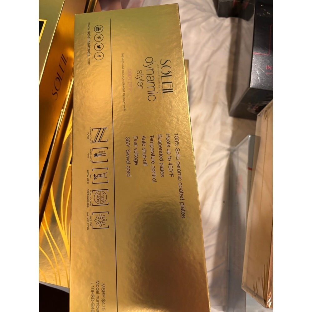 Soleil Dynamic Styler Baby Pink Ceramic Hair Straightener L10HSD-B46 450F New - Picture 5 of 6